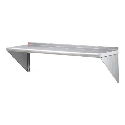 VEVOR Estante de Pared de Acero Inoxidable 1219 x 356 x 63 mm Estante Flotante con Soporte Triangular Carga Máxima de 158 kg Estantería de Pared para Libros Portarretratos Plantas Oficina Baño Cocina