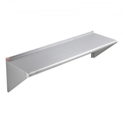 VEVOR Estante de Pared de Acero Inoxidable 1219 x 356 x 63 mm Estante Flotante con Soporte Triangular Carga Máxima de 158 kg Estantería de Pared para Libros Portarretratos Plantas Oficina Baño Cocina