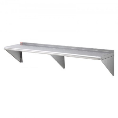 VEVOR Estante de Pared de Acero Inoxidable 1524 x 356 x 63 mm Estante Flotante con Soporte Triangular Carga Máxima de 180 kg Estantería de Pared para Libros Portarretratos Plantas Oficina Baño Cocina