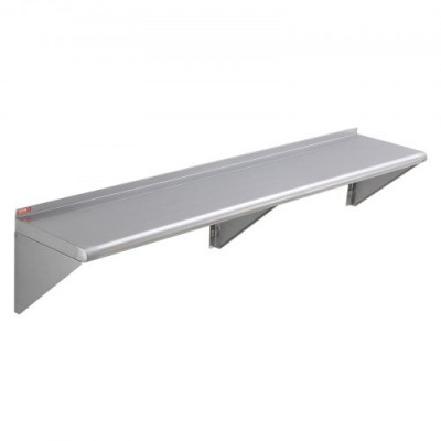 VEVOR Estante de Pared de Acero Inoxidable 1524 x 356 x 63 mm Estante Flotante con Soporte Triangular Carga Máxima de 180 kg Estantería de Pared para Libros Portarretratos Plantas Oficina Baño Cocina