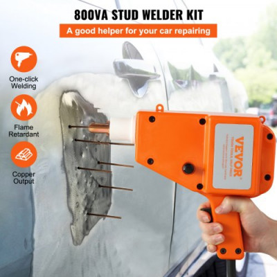 VEVOR Extractor de Clavos para Carrocería 800VA Kit de Eliminación de Abolladuras de Carrocería 1600A Soldador por Puntos 32x24cm Máquina de Reparación de Abolladuras Accesorios para Coches Camiones