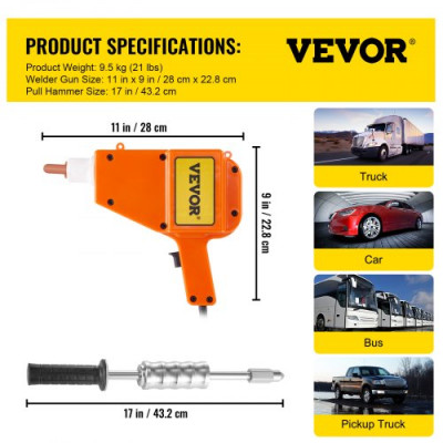 VEVOR Máquina De Soldadura Por Puntos Para Coche Abolladuras Coche Tirar De Pernos Potente Herramienta