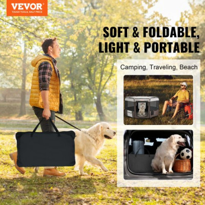 VEVOR Parque Infantil portátil para Perros 1168x584 mm Parque Infantil Plegable para Conejos, Gatos y Cachorros Tela Oxford 600D Cremallera Impermeable para Interiores y Exteriores Viajes Camping