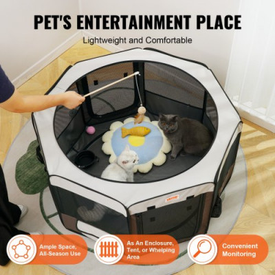 VEVOR Parque Infantil portátil para Perros 1168x584 mm Parque Infantil Plegable para Conejos, Gatos y Cachorros Tela Oxford 600D Cremallera Impermeable para Interiores y Exteriores Viajes Camping