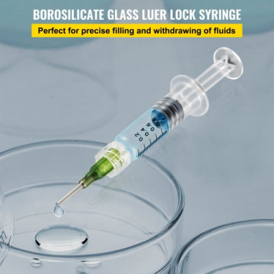 Jeringa Dosificadora con Aguja 1ml 100PCS Jeringas Luer Lock Material de Vidrio de Borosilicato Jeringa Administración de Tipo Luer, Marcas de Graduación Precisas, Limpieza Fácil y Reutilizable