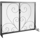 Buy Fireplace Screen 2 Panels Iron Fireplace Spark Guard 39x31 Inch Heavy Duty with Door Freestanding Spark Guard for Living Room Home Decor, Black