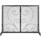 Buy Fireplace Screen 2 Panels Iron Fireplace Spark Guard 39x31 Inch Heavy Duty with Door Freestanding Spark Guard for Living Room Home Decor, Black