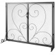 Buy Fireplace Screen 2 Panels Iron Fireplace Spark Guard 39x31 Inch Heavy Duty with Door Freestanding Spark Guard for Living Room Home Decor, Black