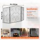 Купити Камінний екран 3 панелі Iron Fireplace Spark Guard 121,9x30 см Окремо стоячий камінний захисний кожух, не вимагає монтажу для домашнього декору вітальні, чорний