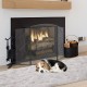 Купити Камінний екран 3 панелі Iron Fireplace Spark Guard 121,9x30 см Окремо стоячий камінний захисний кожух, не вимагає монтажу для домашнього декору вітальні, чорний