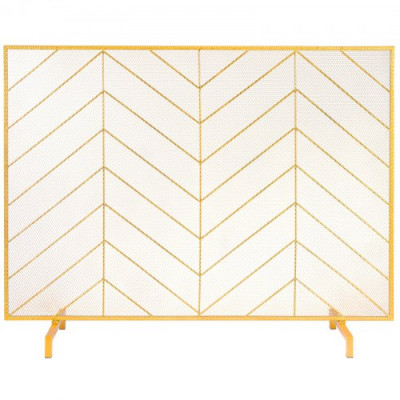 VEVOR Pantalla para Chimenea 1 Panel Salvachispas para Chimenea de Hierro 98x75,8 cm Servicio Pesado Protector contra Chispas Independiente Instalación Simple para Sala de Estar Decoración, Dorado