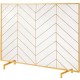 Buy Fireplace Screen 1 Panel Iron Fireplace Spark Guard 98x75.8cm Heavy Duty Freestanding Spark Guard Easy Installation for Living Room Decor, Gold