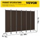 Buy Panels Room Divider Folding Privacy Screen 308 x 36 x 185 cm Privacy Screen Aluminum Alloy Iron Frame for Offices, Hospitals, Restaurants, Brown