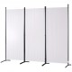 Buy 3 Panel Folding Room Divider Screen with Carbon Steel Frame and Polyester Fabric Privacy Room Divider 226x51.5x185 cm for Office, Bedroom, Dining Room, Study, White