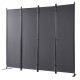 Koop 4-panelen opvouwbaar scheidingsscherm met koolstofstalen frame en polyester stof 224 x 30 x 171 cm kamerverdeler voor kantoor, slaapkamer, eetkamer, studeerkamer, donkergrijs