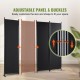 Buy 4 Panel Folding Screen Room Divider with Carbon Steel Frame and Polyester Fabric 224 x 30 x 171 cm Room Divider for Office, Bedroom, Dining Room, Study, Dark Black