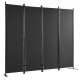 Buy 4 Panel Folding Screen Room Divider with Carbon Steel Frame and Polyester Fabric 224 x 30 x 171 cm Room Divider for Office, Bedroom, Dining Room, Study, Dark Black