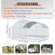 Buy Outdoor Metal Chicken Coop, 400x300x200 cm, Large Chicken Run, Waterproof Canvas, Dome Roof, Double Door, Wire Mesh, Playpen for Geese, Ducks, Rabbits, Pets, Silver