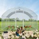 Buy Outdoor Metal Chicken Coop, 400x300x200 cm, Large Chicken Run, Waterproof Canvas, Dome Roof, Double Door, Wire Mesh, Playpen for Geese, Ducks, Rabbits, Pets, Silver