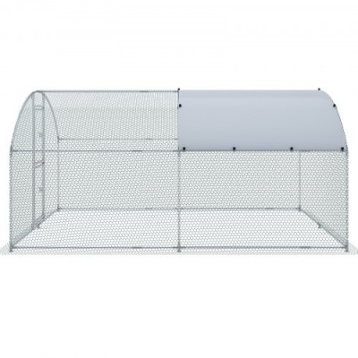 VEVOR Gallinero de Metal para Exterior, 400x300x200 cm, Gran Corral para Pollos, Lona Impermeable, Techo Domo, Puerta Doble, Malla de Alambre, Parque para Gansos, Patos, Conejos, Mascotas, Plata