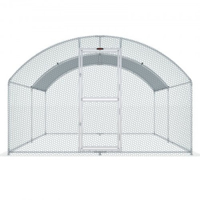 VEVOR Gallinero de Metal para Exterior, 400x300x200 cm, Gran Corral para Pollos, Lona Impermeable, Techo Domo, Puerta Doble, Malla de Alambre, Parque para Gansos, Patos, Conejos, Mascotas, Plata