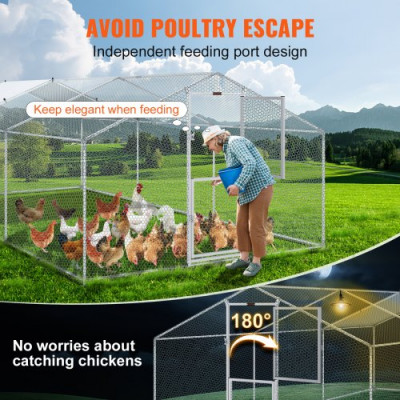 VEVOR Gallinero de Metal para Exterior, 600 x 300 x 200 cm, Gran Corral para Pollos, Lona Impermeable, Techo Puntiagudo, Puerta Doble, Malla de Alambre, Parque para Gansos, Patos, Conejos, Mascotas