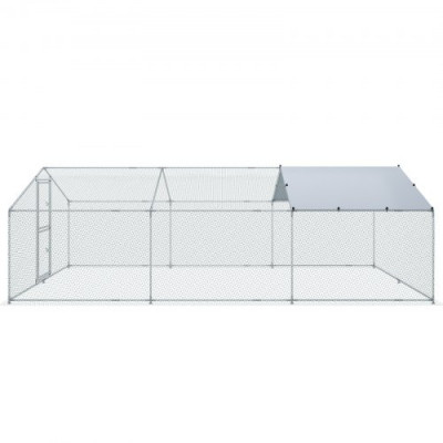 VEVOR Gallinero de Metal para Exterior, 600 x 300 x 200 cm, Gran Corral para Pollos, Lona Impermeable, Techo Puntiagudo, Puerta Doble, Malla de Alambre, Parque para Gansos, Patos, Conejos, Mascotas