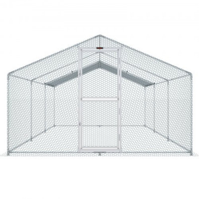 VEVOR Gallinero de Metal para Exterior, 600 x 300 x 200 cm, Gran Corral para Pollos, Lona Impermeable, Techo Puntiagudo, Puerta Doble, Malla de Alambre, Parque para Gansos, Patos, Conejos, Mascotas