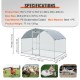 Buy Metal Chicken Coop for Outdoors, 200x300x200 cm, Large Chicken Run, Waterproof Canvas, Dome Roof, Double Door, Wire Mesh, Playpen for Geese, Ducks, Rabbits, Pets, Silver