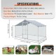 Buy Metal Chicken Coop for Outdoors, 200x300x200 cm, Large Chicken Run, Waterproof Canvas, Pointed Roof, Double Door, Wire Mesh, Playpen for Geese, Ducks, Rabbits, Pets, Silver