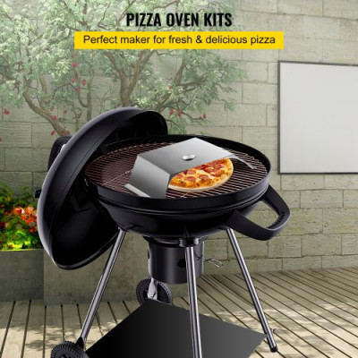 Horno de Pizza para Exterior 48x35cm Horno Exterior a Leña para Pizza 50-300 Centígrados Horno de Pizza Portátil al Aire Libre de Acero Inoxidable con Piedra Cordierita Termómetro 3 Accesorios