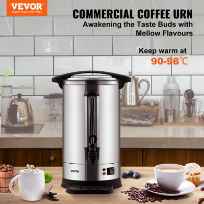 Urna de Café Comercial de Acero Inoxidable para 65 Tazas urna para cafetera 1500W 220V Cafetera Eléctrica Urna Para Preparación Rápida Urna de Agua Caliente con Cable de Corriente Desmontable