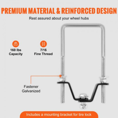 VEVOR Portador de Neumáticos de Repuesto Soporte de Montaje Lateral para Neumáticos de Repuesto con Perno en U Capacidad de 160 libras Ruedas de 4 y 5 Lengüetas en Patrones de Pernos de 4