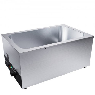 Calentador de Comida Comercial 24QT Baño María 1200W Calentador Eléctrico Calentador de Sopa Estufa de Vapor Encimera de Acero Inoxidable Recipiente con Control de Temperatura para Fiesta Bufé