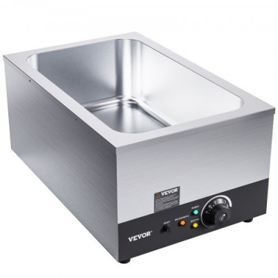 Calentador de Comida Comercial 24QT Baño María 1200W Calentador Eléctrico Calentador de Sopa Estufa de Vapor Encimera de Acero Inoxidable Recipiente con Control de Temperatura para Fiesta Bufé