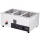 Calentador Eléctrico Comercial de Alimentos para Buffet 3x8 Qt Recipiente Calentador de Comida para Evento Exterior 1500 W Baño María Eléctrico de Acero Inoxidable para Jardín Fiesta Barbacoa