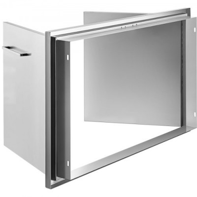 Puertas de Acceso Doble de Acero Inoxidable para Cocina al Aire Libre, Tamaño Total 83 x 58 cm Puertas de Cocina de Acero Inoxidable para Exteriores, Plata Puertas Verticales para Exteriores