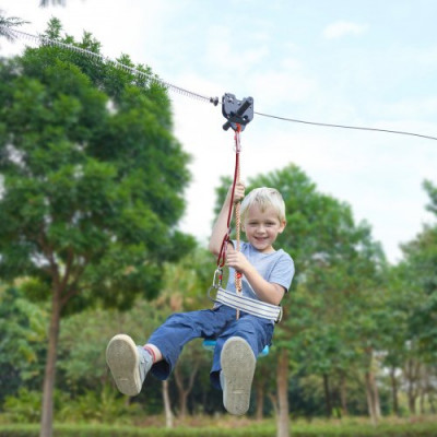 VEVOR Tirolesa para niños y adultos Kit completo de 100 pies 600 libras al aire libre