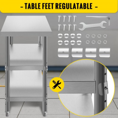 Mesa comercial de preparación para barbacoa de mesa de acero inoxidable VEVOR 48x14x33 en restaurante