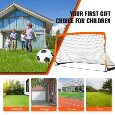 VEVOR Portería de Fútbol Emergente para Niños de 189 x 99 cm con Bolsa de Transporte, Portería Portátil Marco de Fibra de Vidrio y Red de Dacron para Entrenar en Patio, Jardín, Parque al Aire Libre