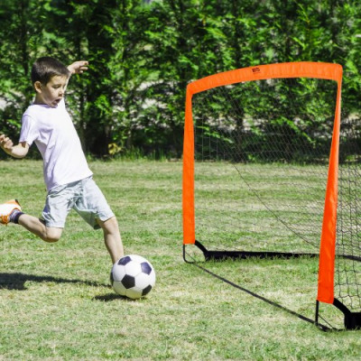 VEVOR Portería de Fútbol Emergente para Niños de 189 x 99 cm con Bolsa de Transporte, Portería Portátil Marco de Fibra de Vidrio y Red de Dacron para Entrenar en Patio, Jardín, Parque al Aire Libre