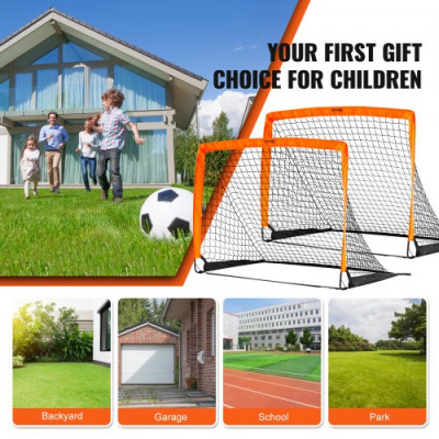 VEVOR Portería de Fútbol Emergente para Niños de 122x91 cm con Bolsa de Transporte Portería Portátil 2 PCS Marco de Fibra de Vidrio y Red de Dacron para Entrenar en Patio, Jardín, Parque al Aire Libre