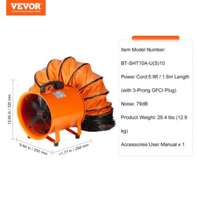 VEVOR ventilador extractor portátil de 10 