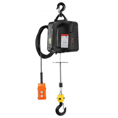 VEVOR 3 en 1 Polipasto Eléctrico 1500W Cabrestante Eléctrico Portátil 498,95 kg Altura de Elevación 7 m Velocidad 4 m/min Control Remoto Inalámbrico y por Cable para Garaje Almacén Remolque de Fábrica