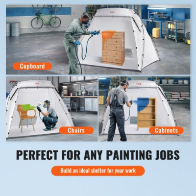 Carpa de Pintura Portátil 228x158x158 cm Cabina de Pintura en Aerosol Plegable Oxford 210D Tienda de Pintura con Película Desechable para Muebles de Gran Tamaño Bricolaje de Estación de Pintura