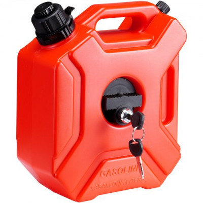 VEVOR Bidón de Gasolina de 5 L con Boquilla de Almacenamiento con Cerradura, Tanque de Gasolina con Apagado Automático, Flujo Ajustable para Mayoría de Coches, Motocicletas, SUV, ATV, UTV, Color Rojo