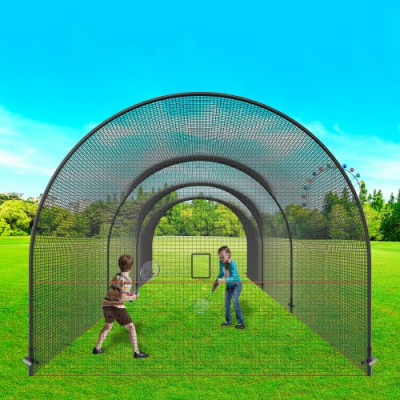 VEVOR Red de Jaula de Bateo de Béisbol con Marco Red de Jaula de Béisbol de 10 x 3,6 x 3 m para Bateo y Fildeo Jaula de Bateo de Red de Béisbol para Adolescentes o Adultos en Patio Trasero, Negro