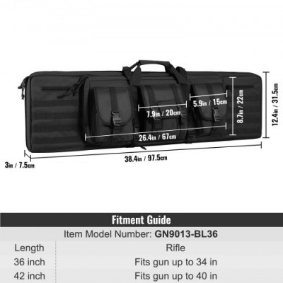 VEVOR Estuche para 2 Rifles y 2 Pistolas Bolsa para Armas Largas Tácticas 91 cm