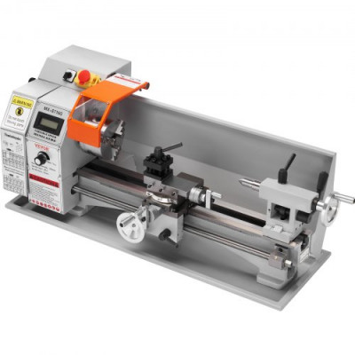 Mini Torno de Metal, 7" x 16", 800W Torno de Precisión de Sobremesa, 150-2500 RPM Velocidad Variable Continua, con 3,9" Caja de Herramientas de 3 Mandíbulas para Procesar Piezas de Precisión