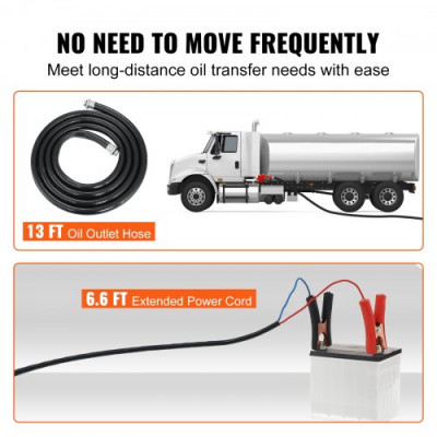 Bomba de Transferencia de Combustible CC 12V Kit de Bomba Extractora Eléctrica Portátil para Transferencia de Diesel con Boquilla de Cierre Automático, Manguera de Entrega y Succión para Diesel